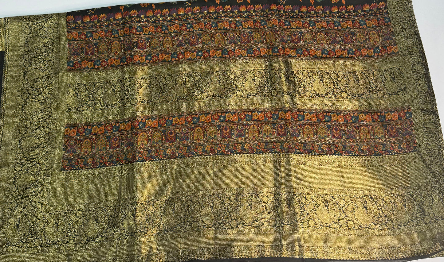 Pure kani silk saree Black