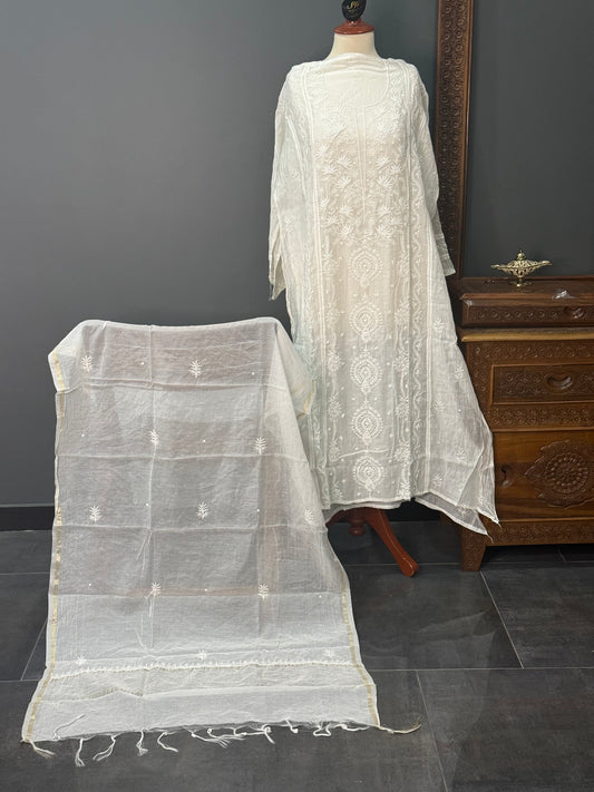Mul chanderi kurta set