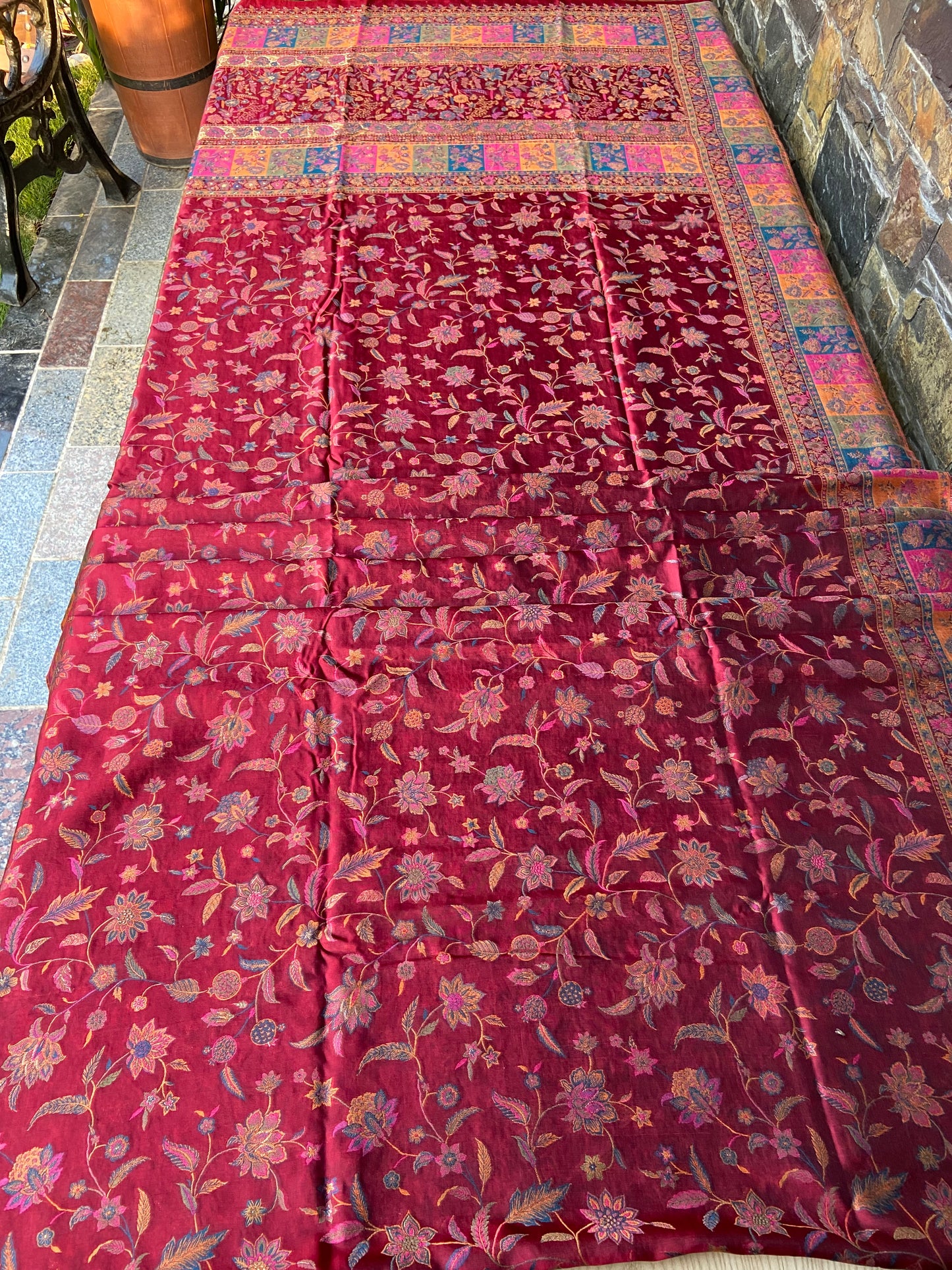 Pure kani silk saree maroon