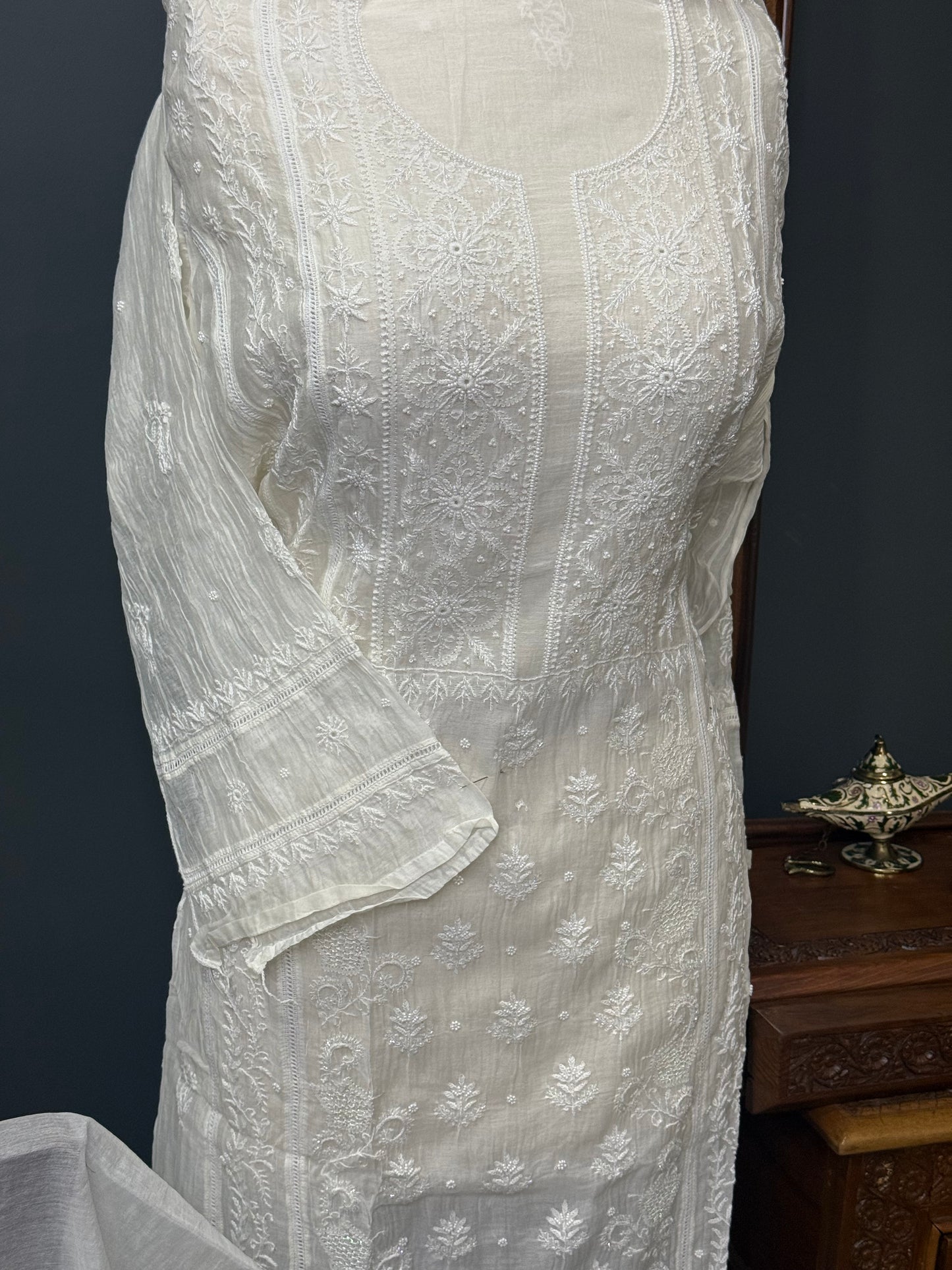 Mul chanderi kurta set
