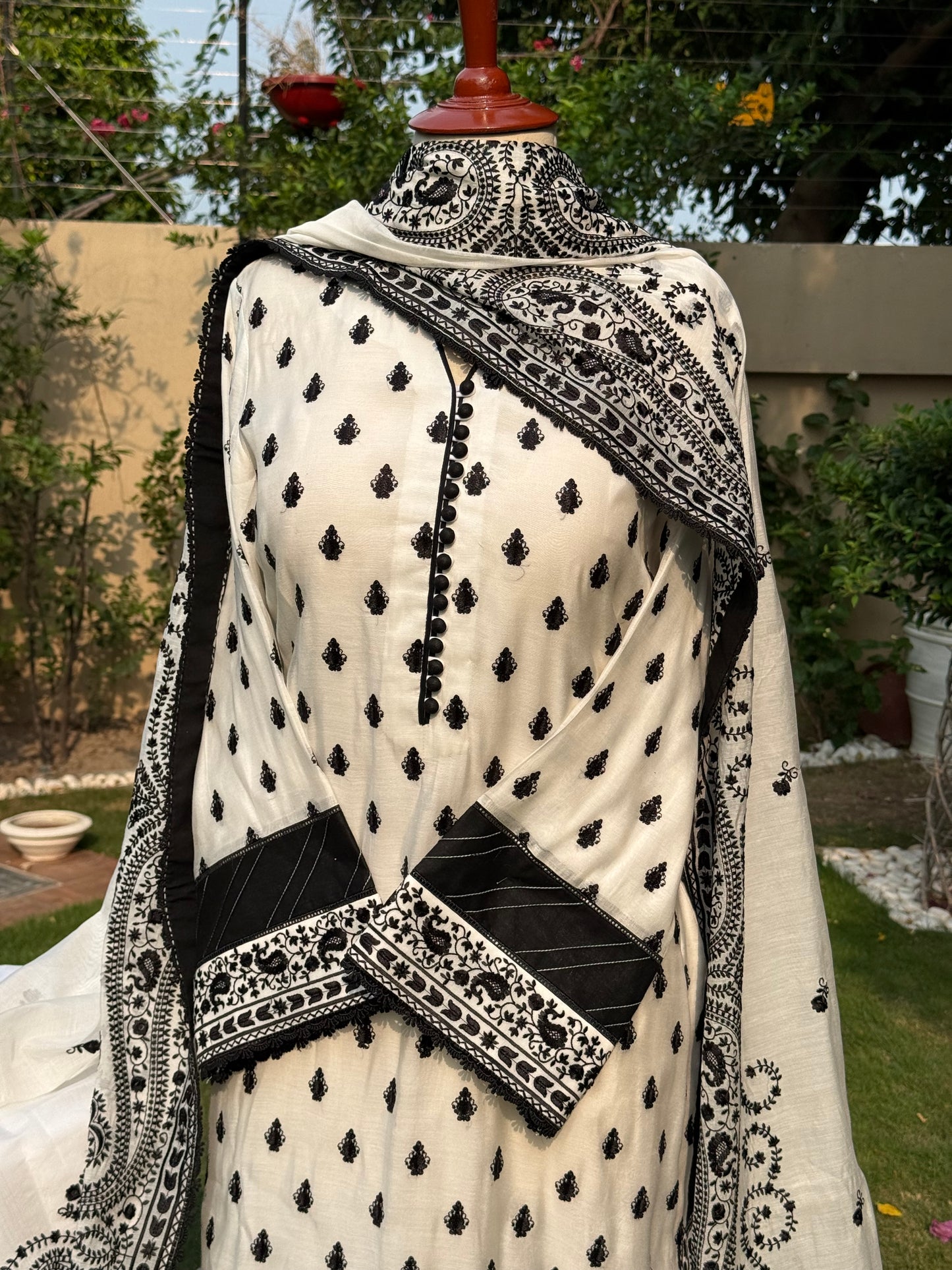 Pure silk lawn embroidered