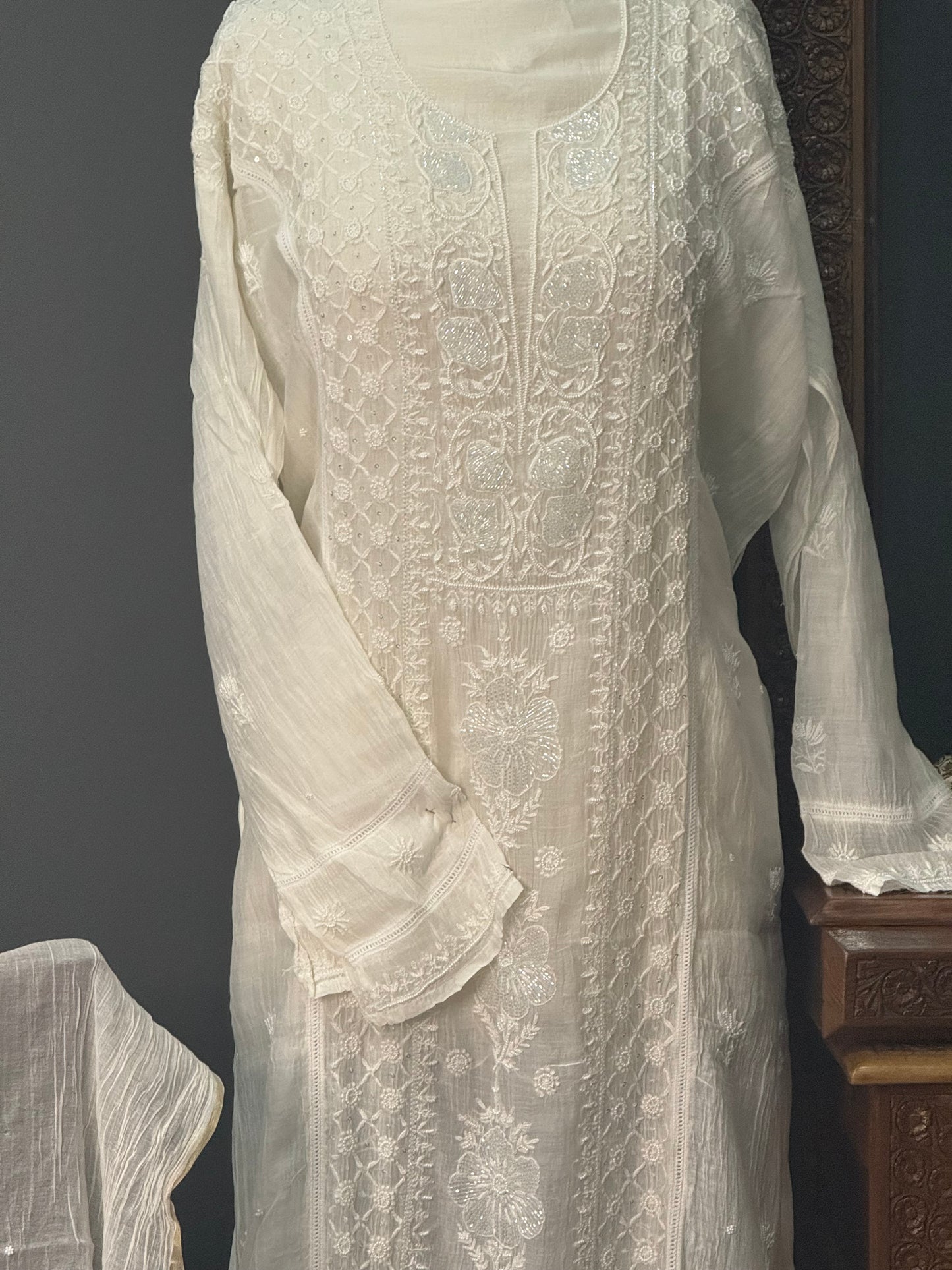Mul chanderi kurta set