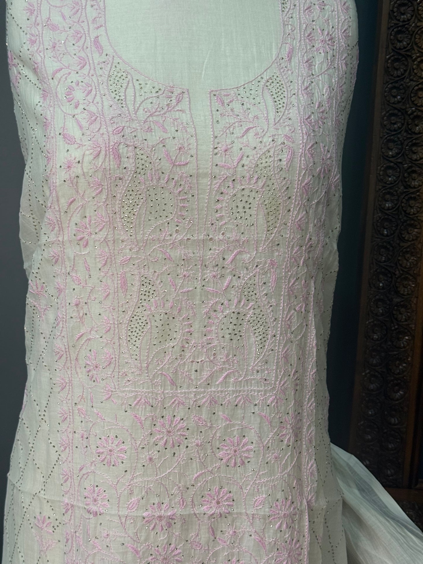 Mul chanderi kurta set mukesh