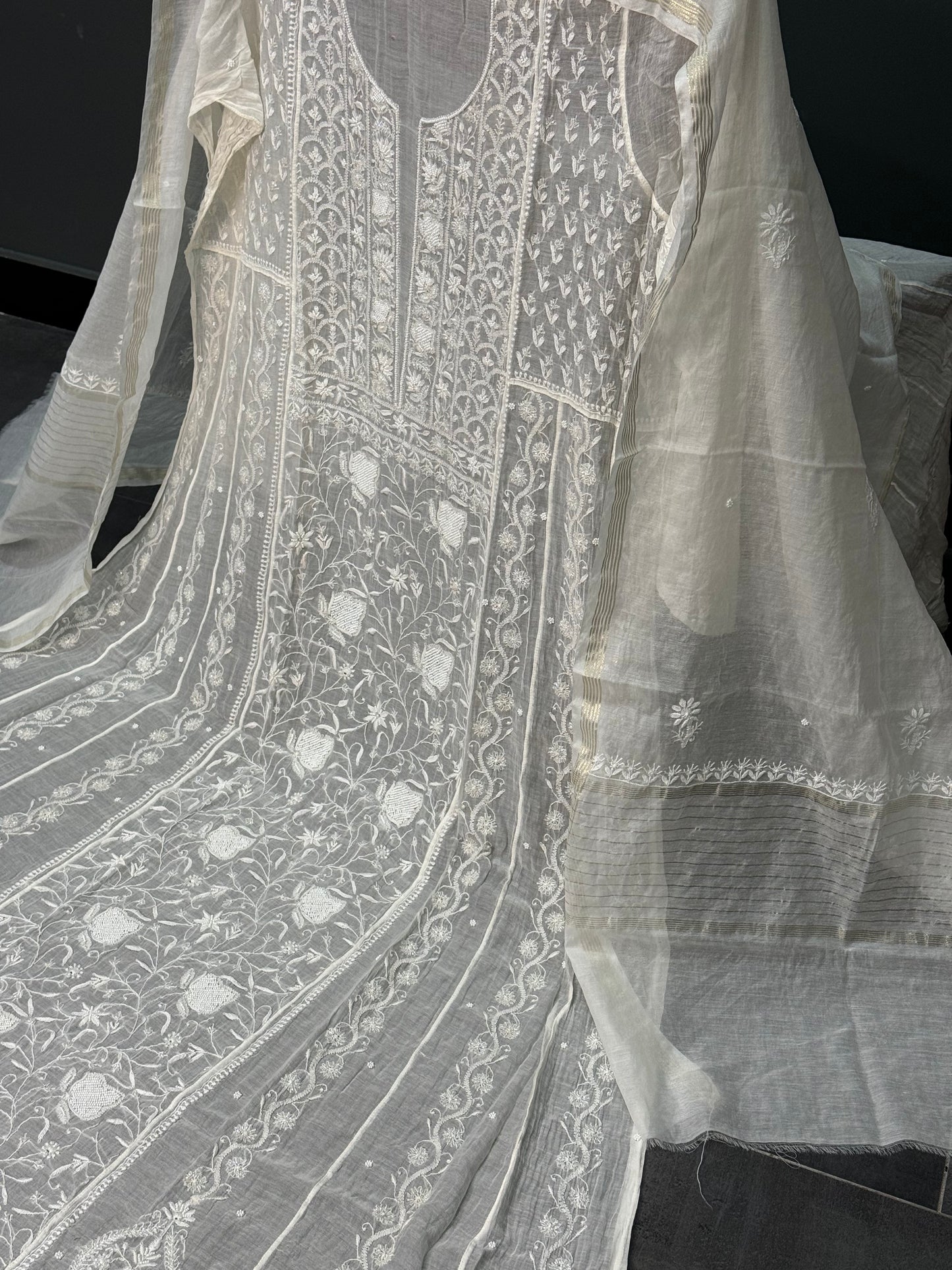 Mul chanderi kurta set