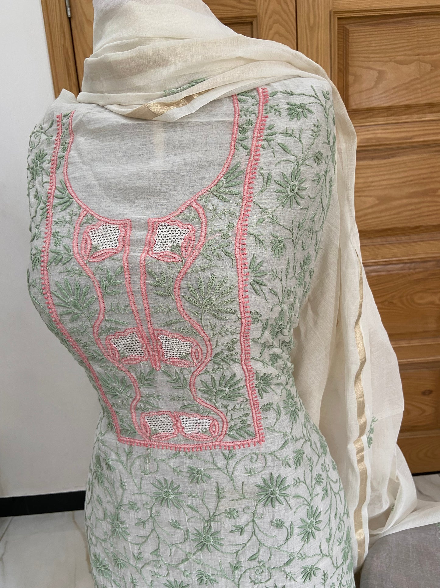 Mul chanderi kurta set