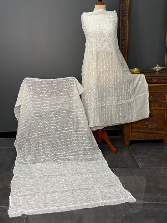 Mul  chanderi kurta set