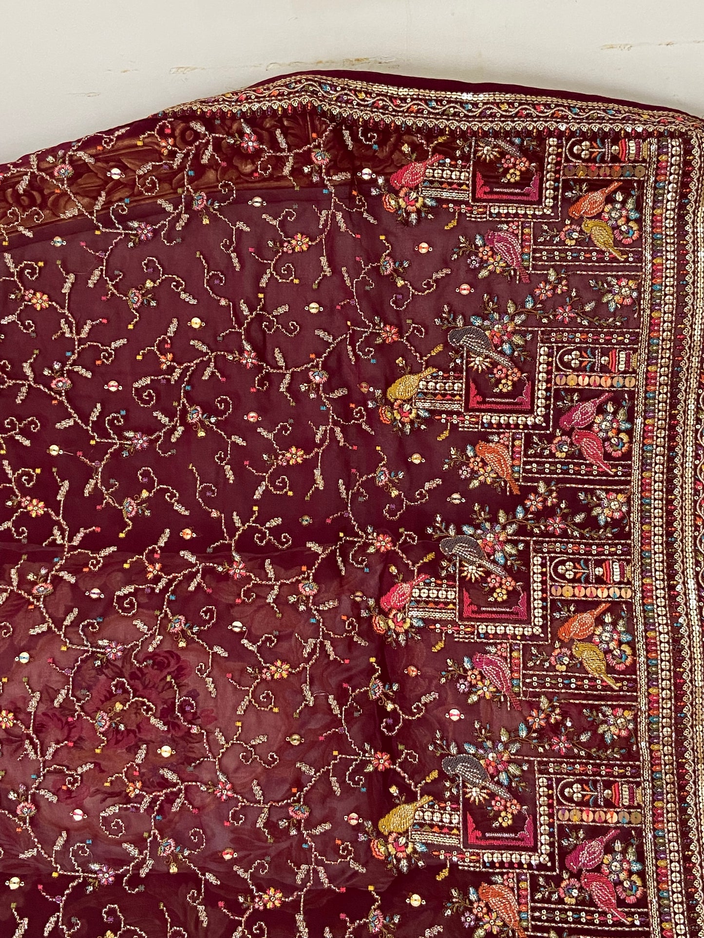 Parsi gara Mechine embroidered