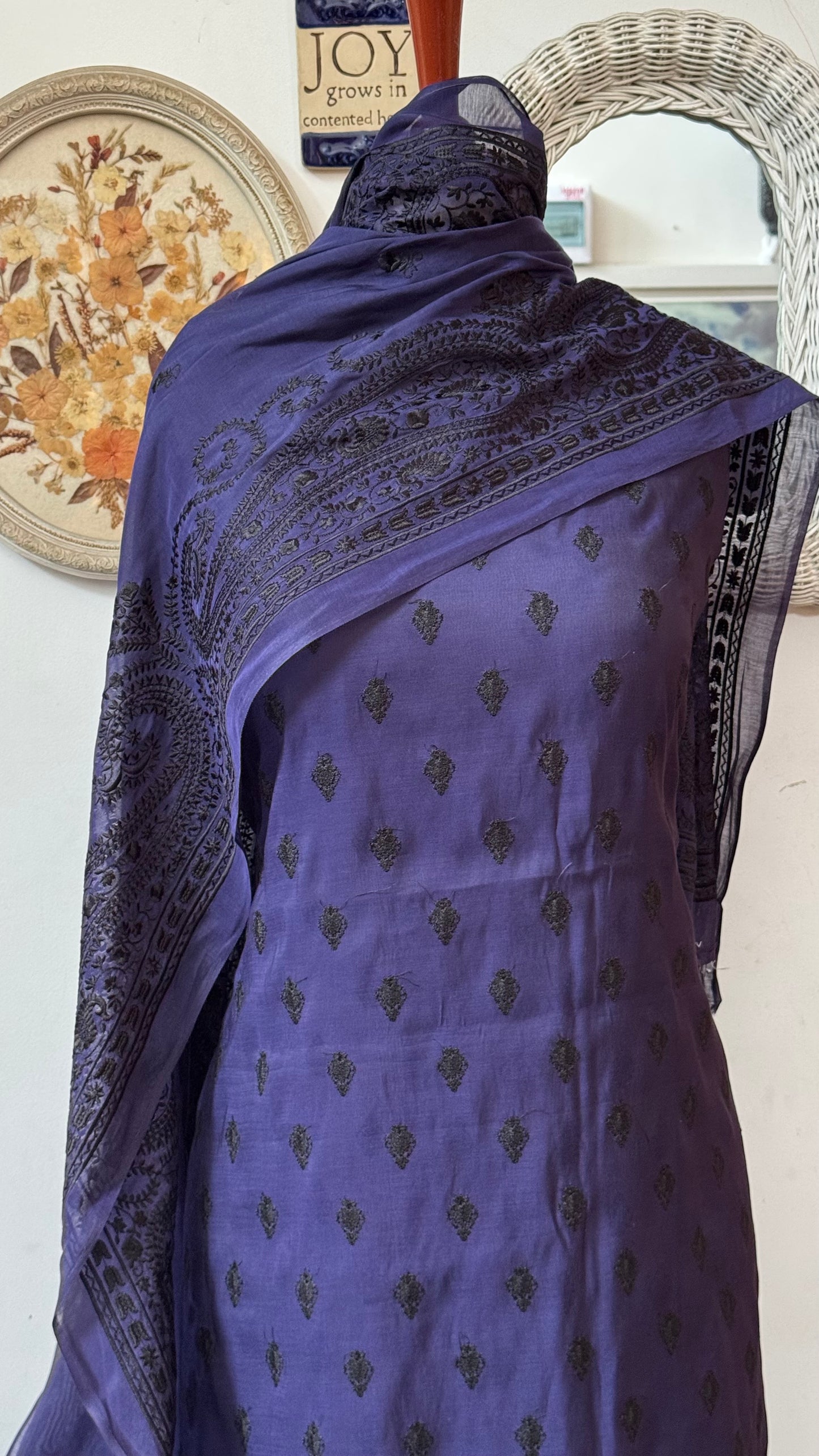 Pure silk lawn embroidered