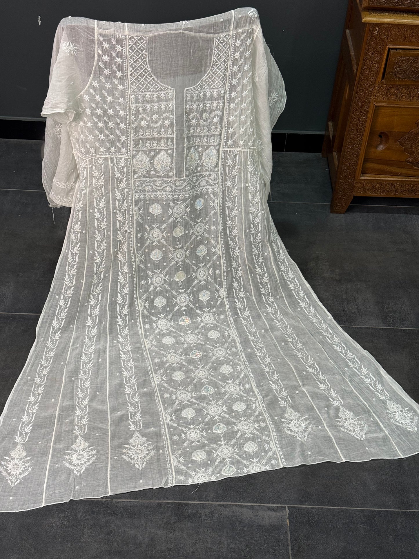 Mul chanderi kurta set