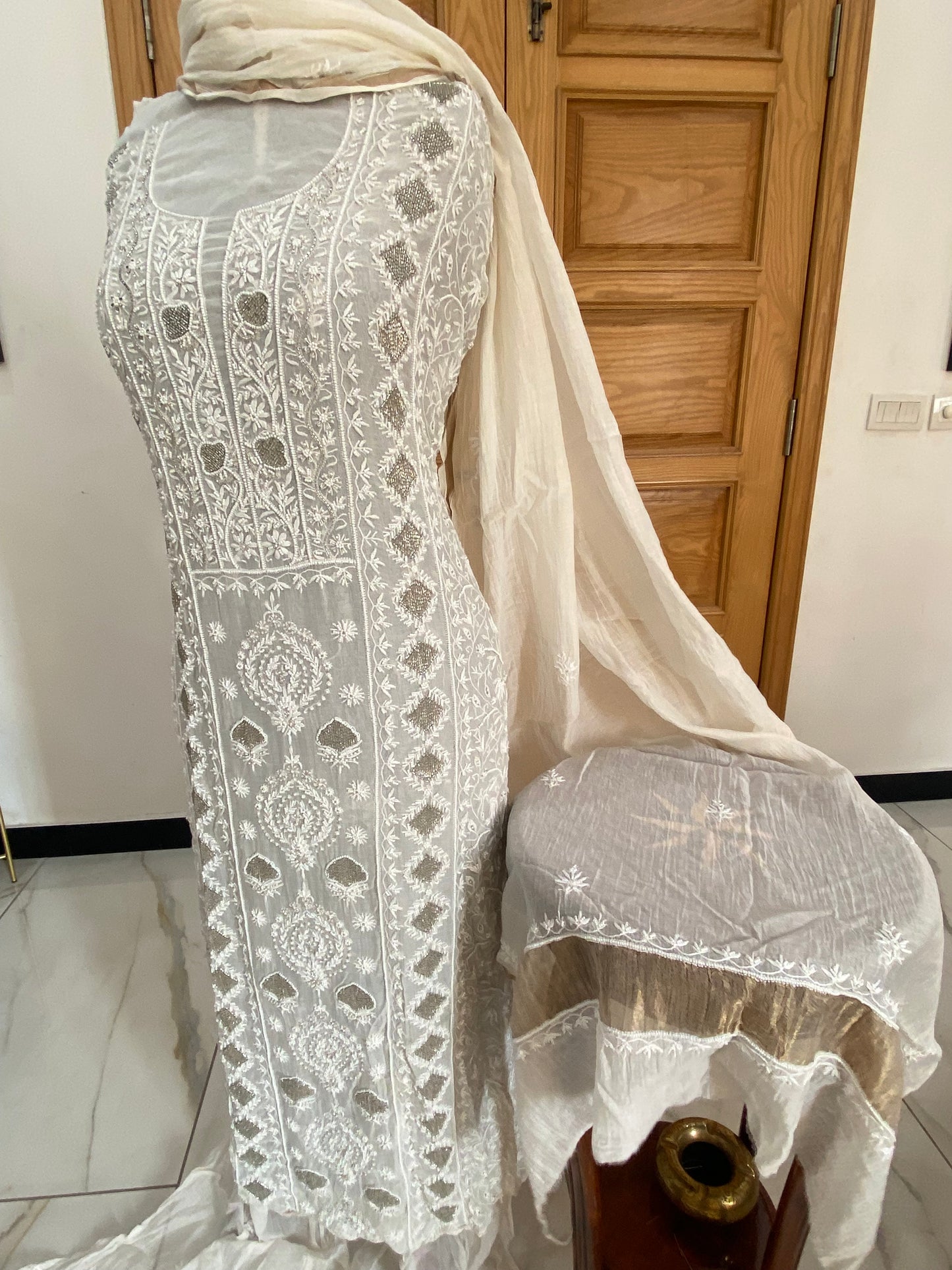 Mul chanderi kurta set