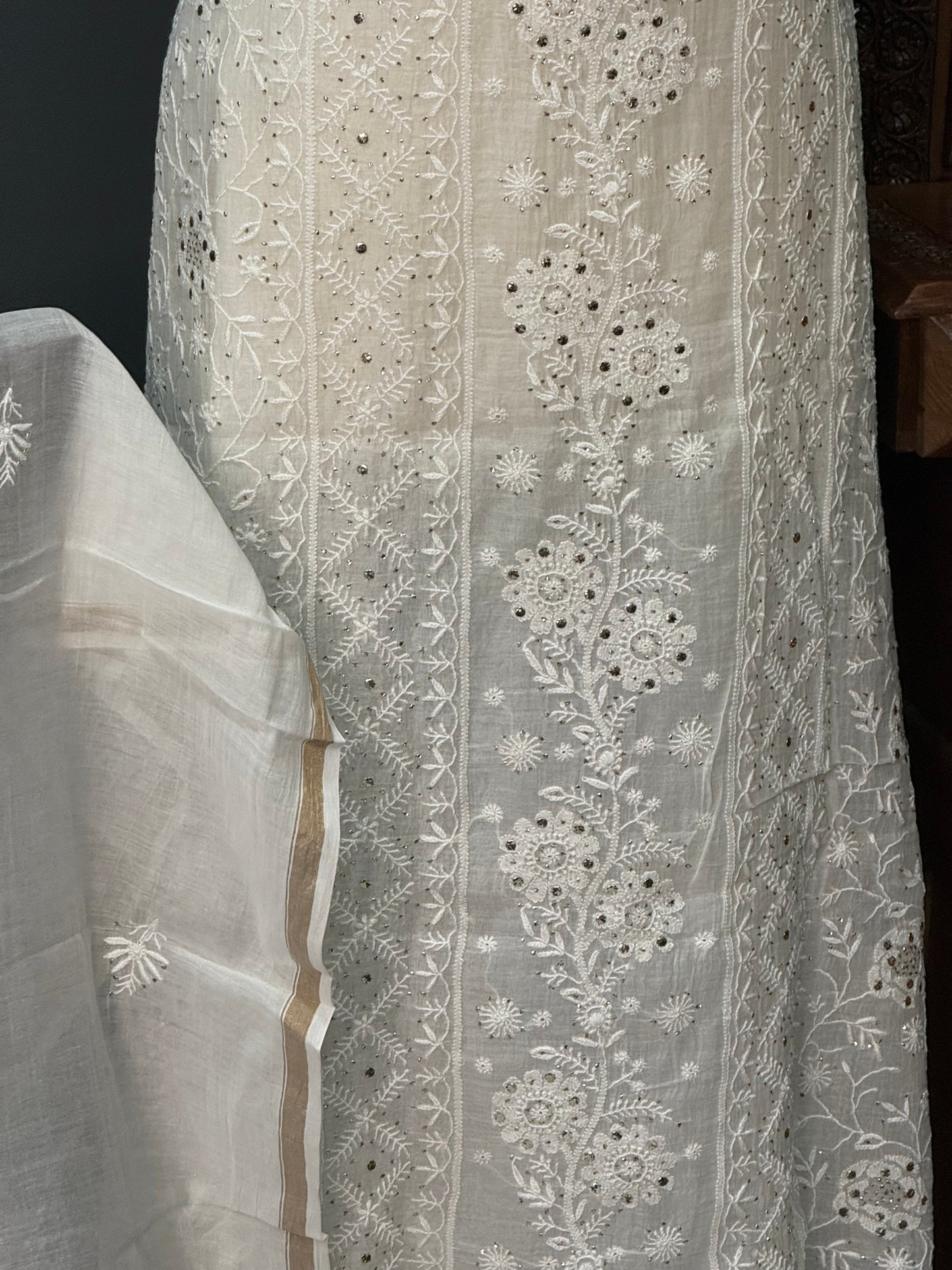 Mul chanderi kurta set