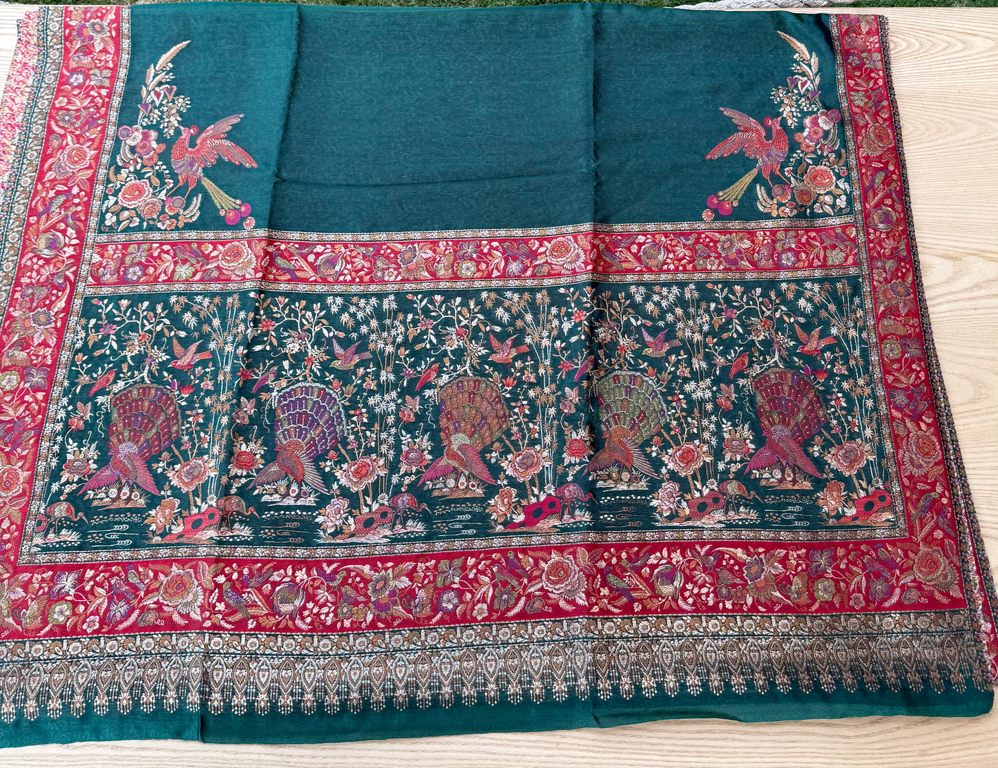 Pure kani silk saree green