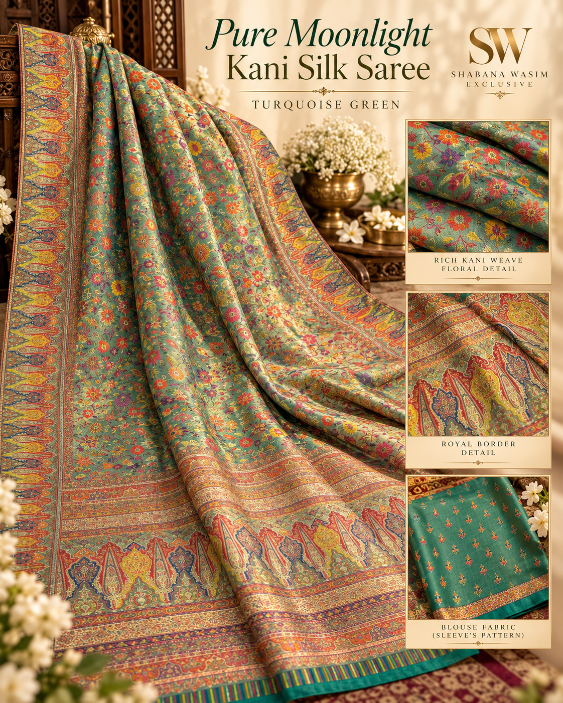 Pure kani silk moonlight  saree