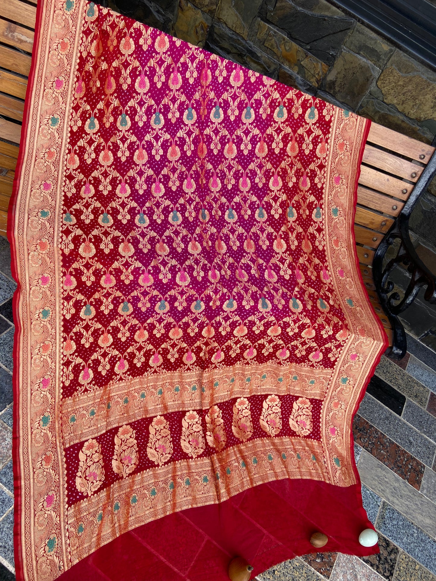 Pure Georgette neem Zari with mena kari duppata