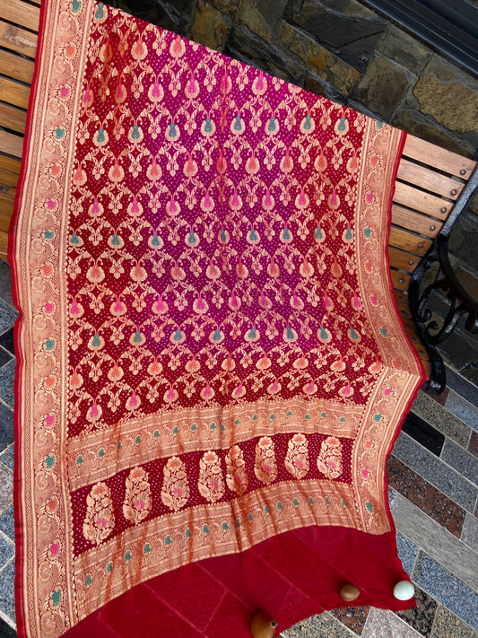 Pure Georgette neem Zari with mena kari duppata