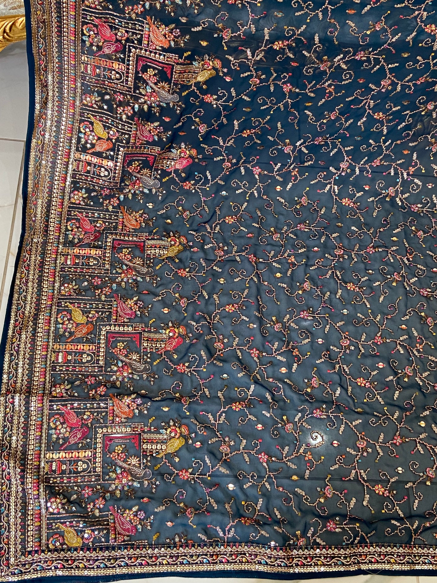 Parsi gara Mechine embroidered