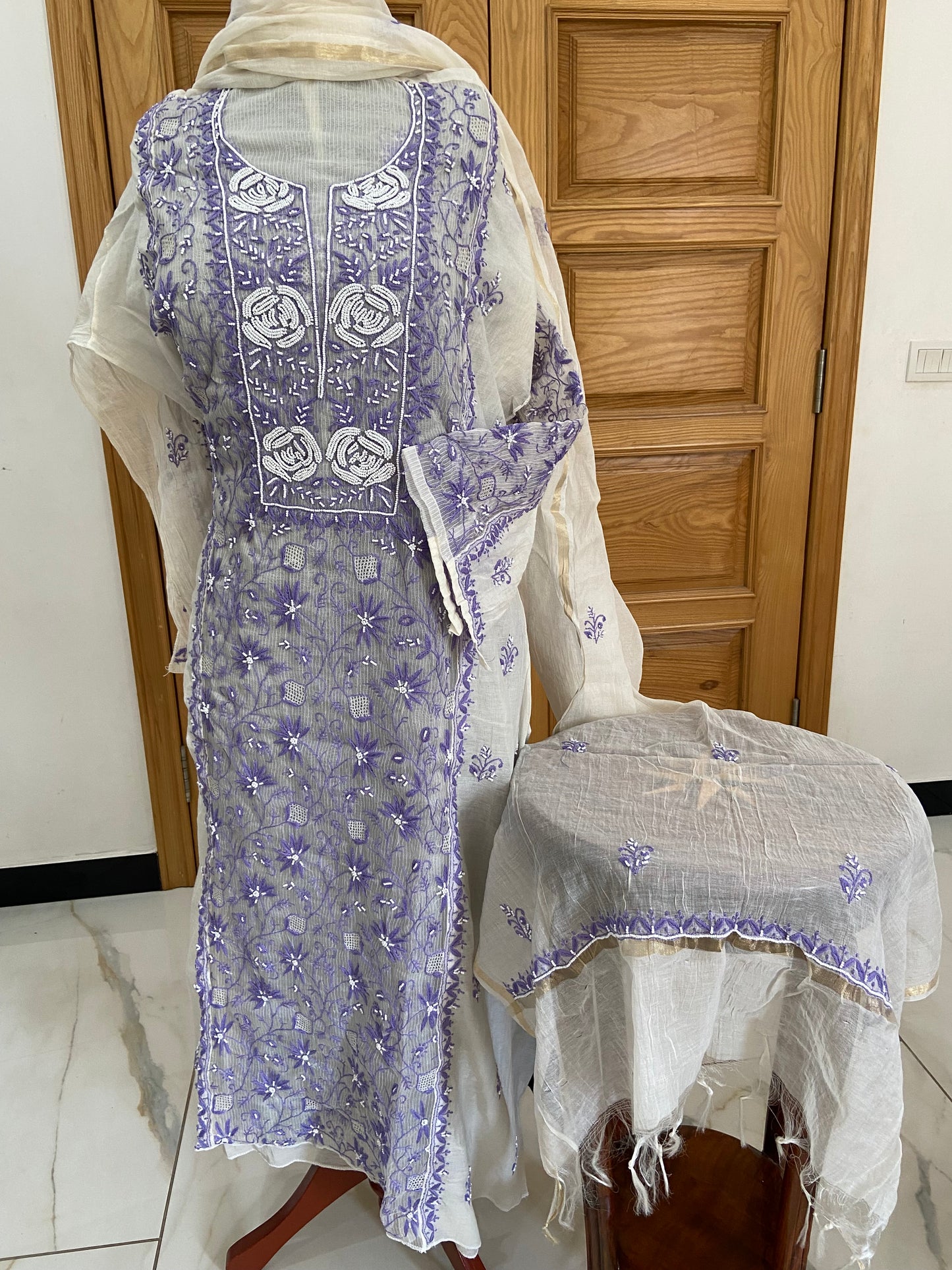Mul chanderi kurta set