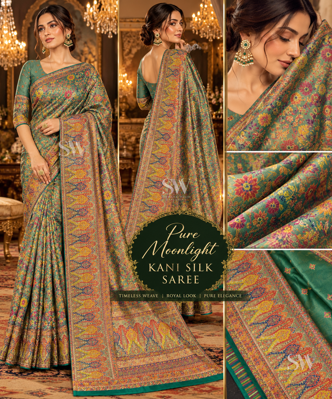Pure kani silk moonlight  saree