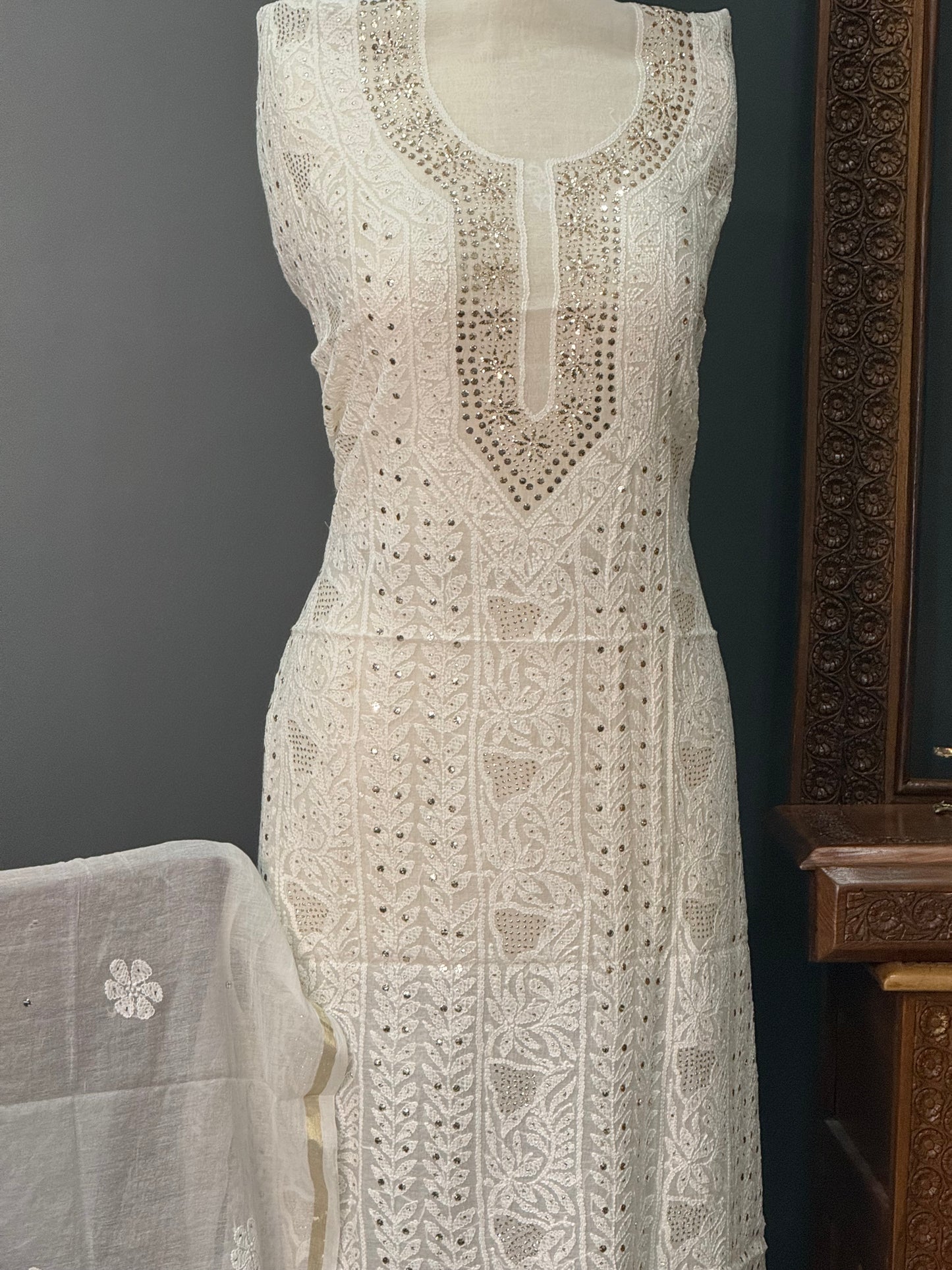 Mul chanderi kurta set