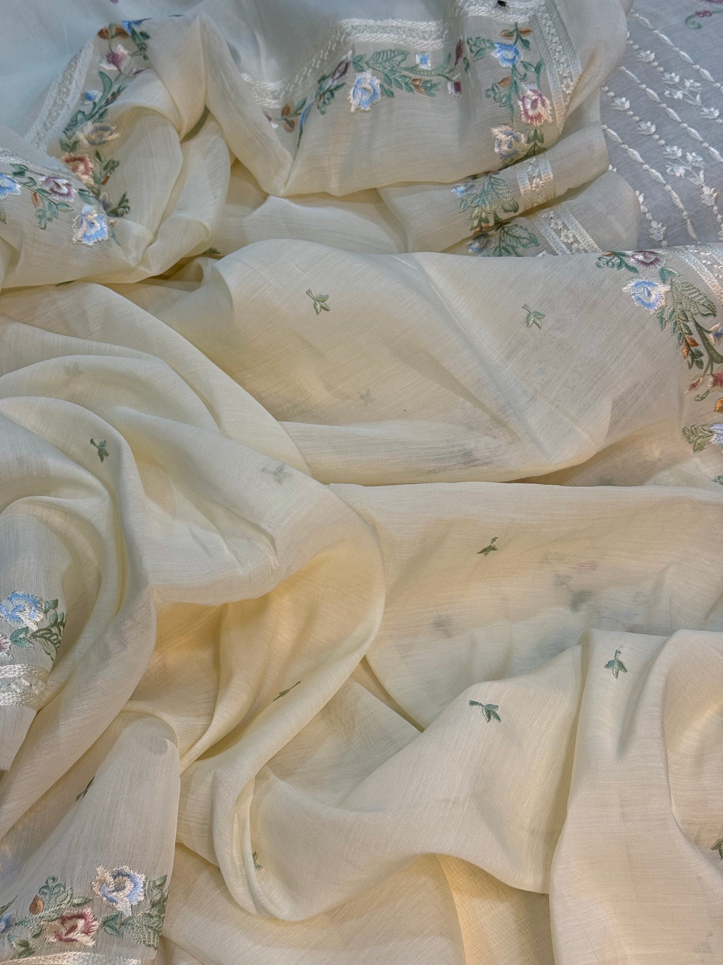 Pure silk lawn embroidered