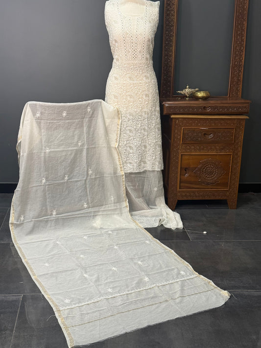 Mul chanderi kurta set
