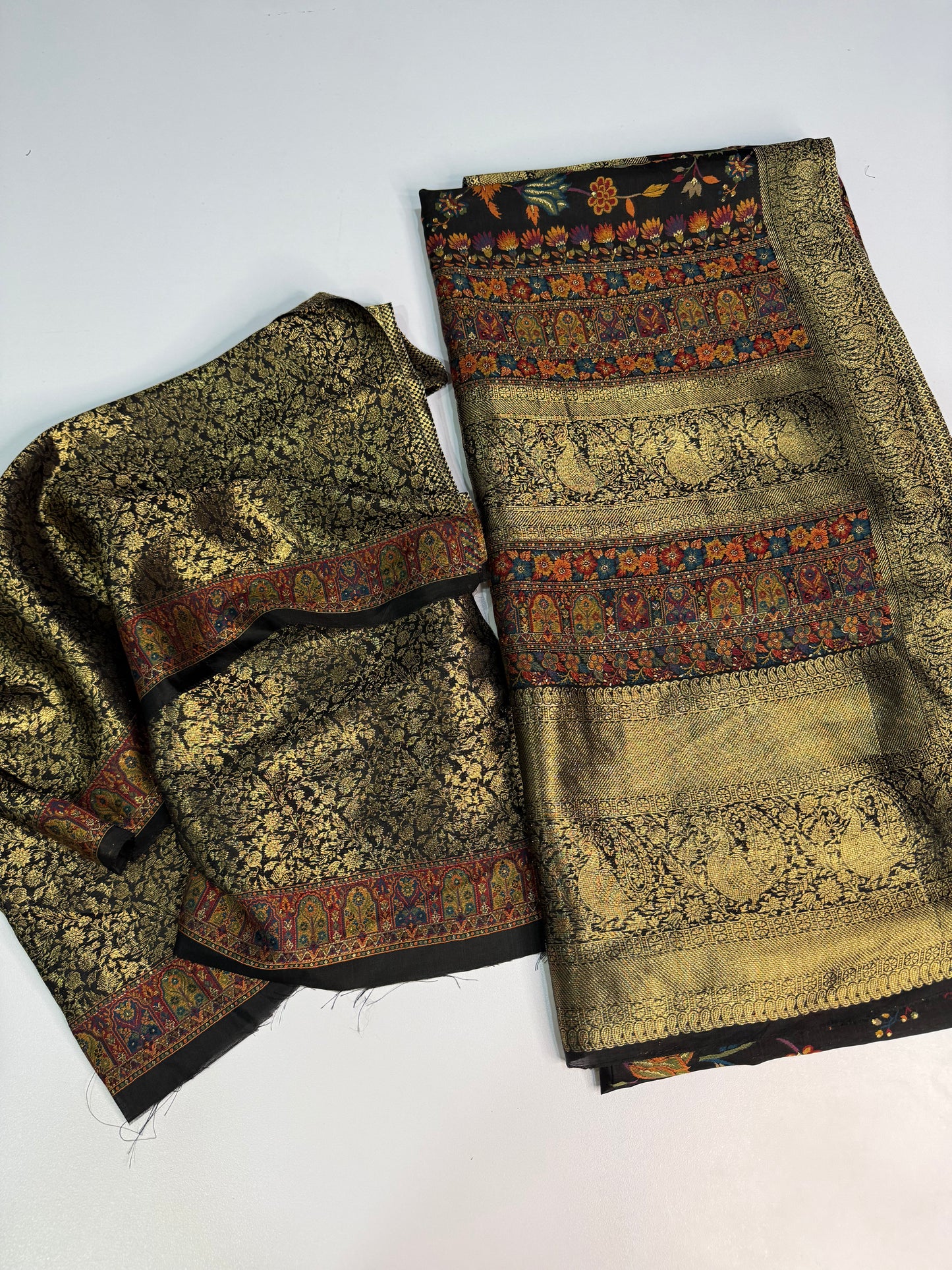 Pure kani silk saree Black