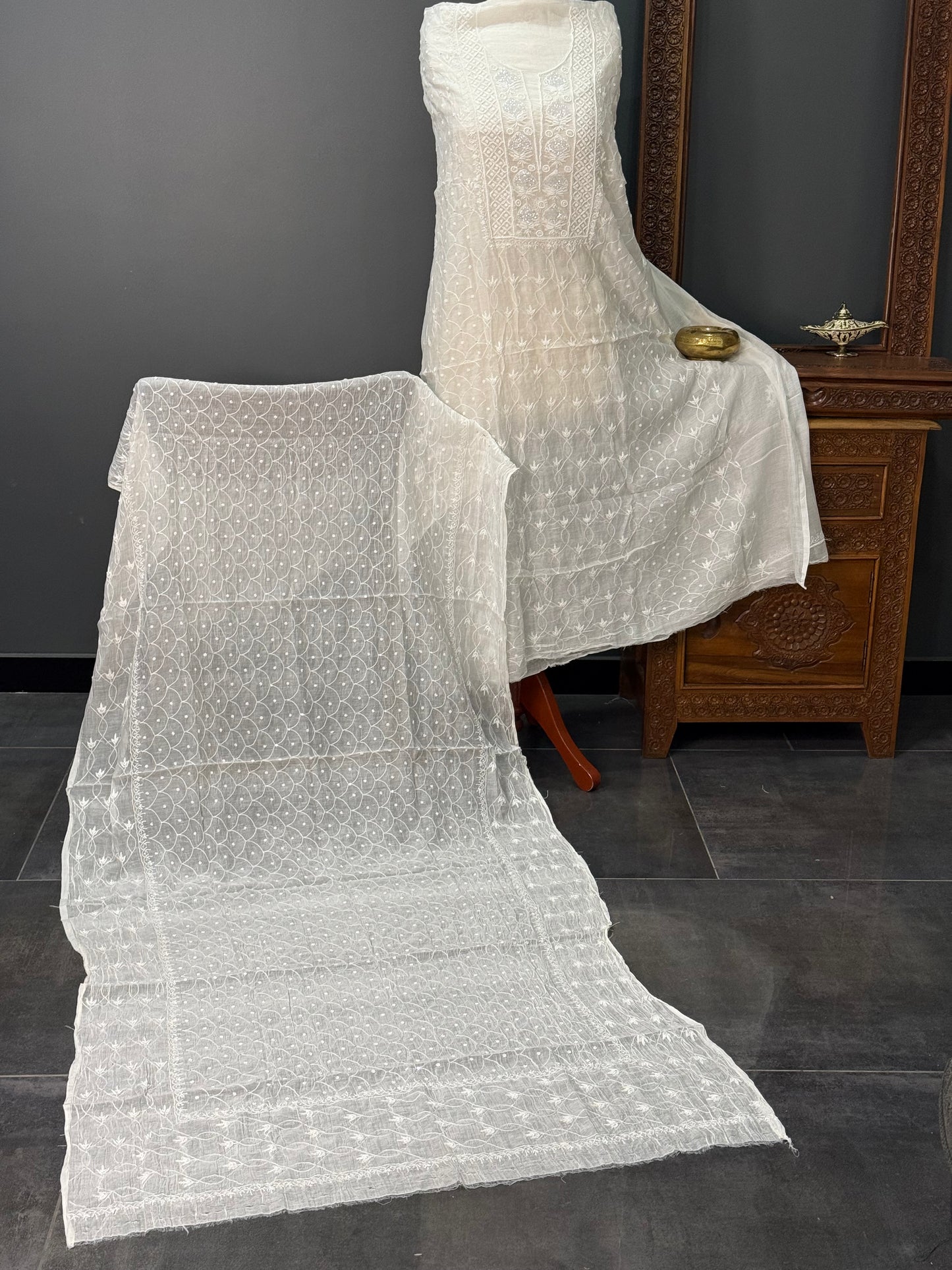 Mul chanderi kurta set