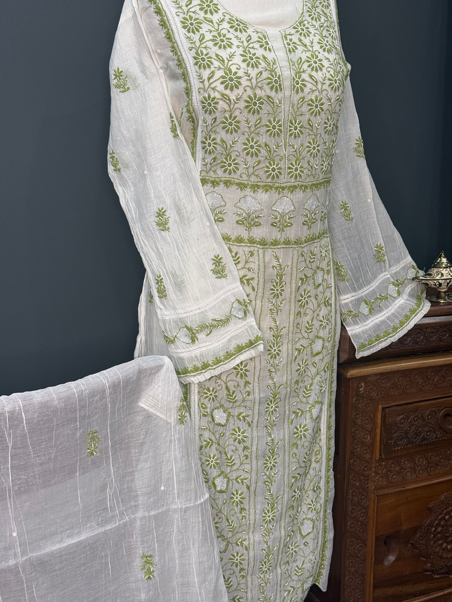 Mul chanderi kurta set