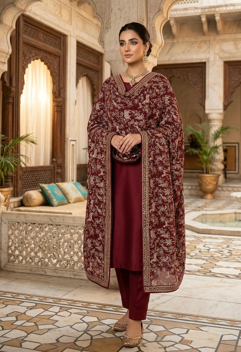Parsi gara Mechine embroidered
