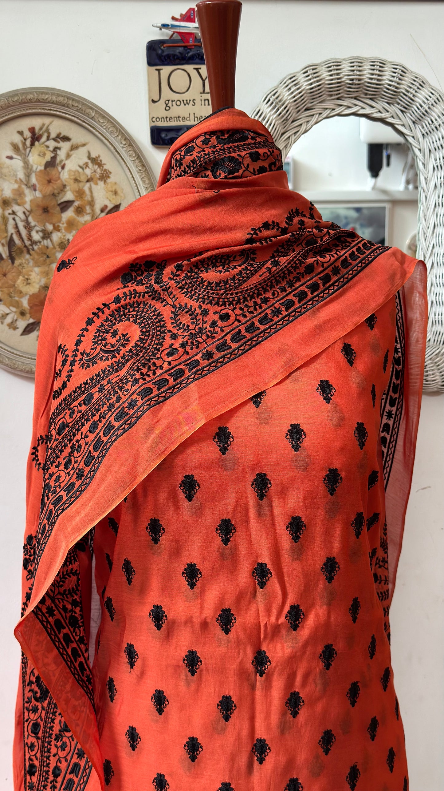 Pure silk lawn embroidered