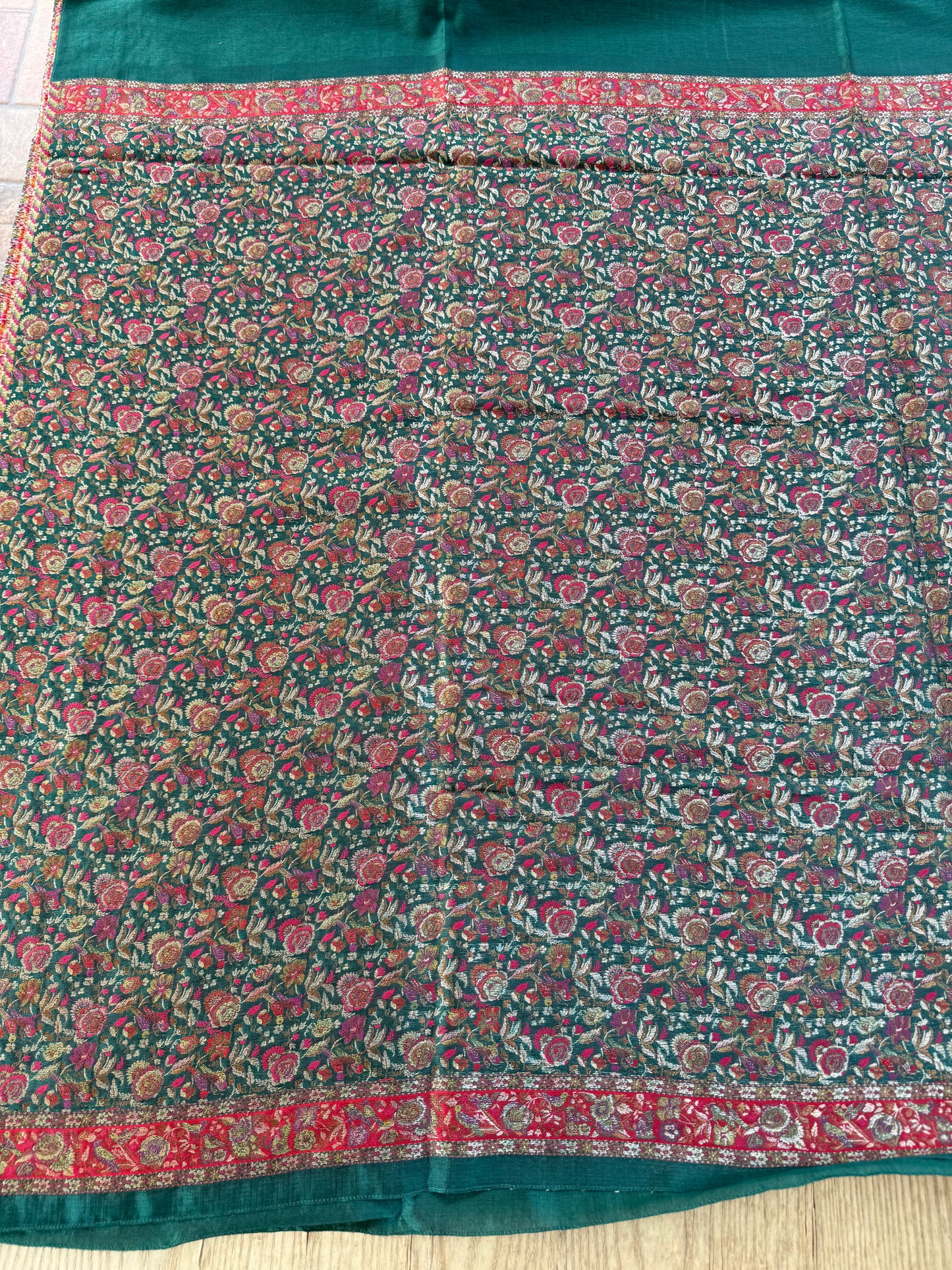 Pure kani silk saree green
