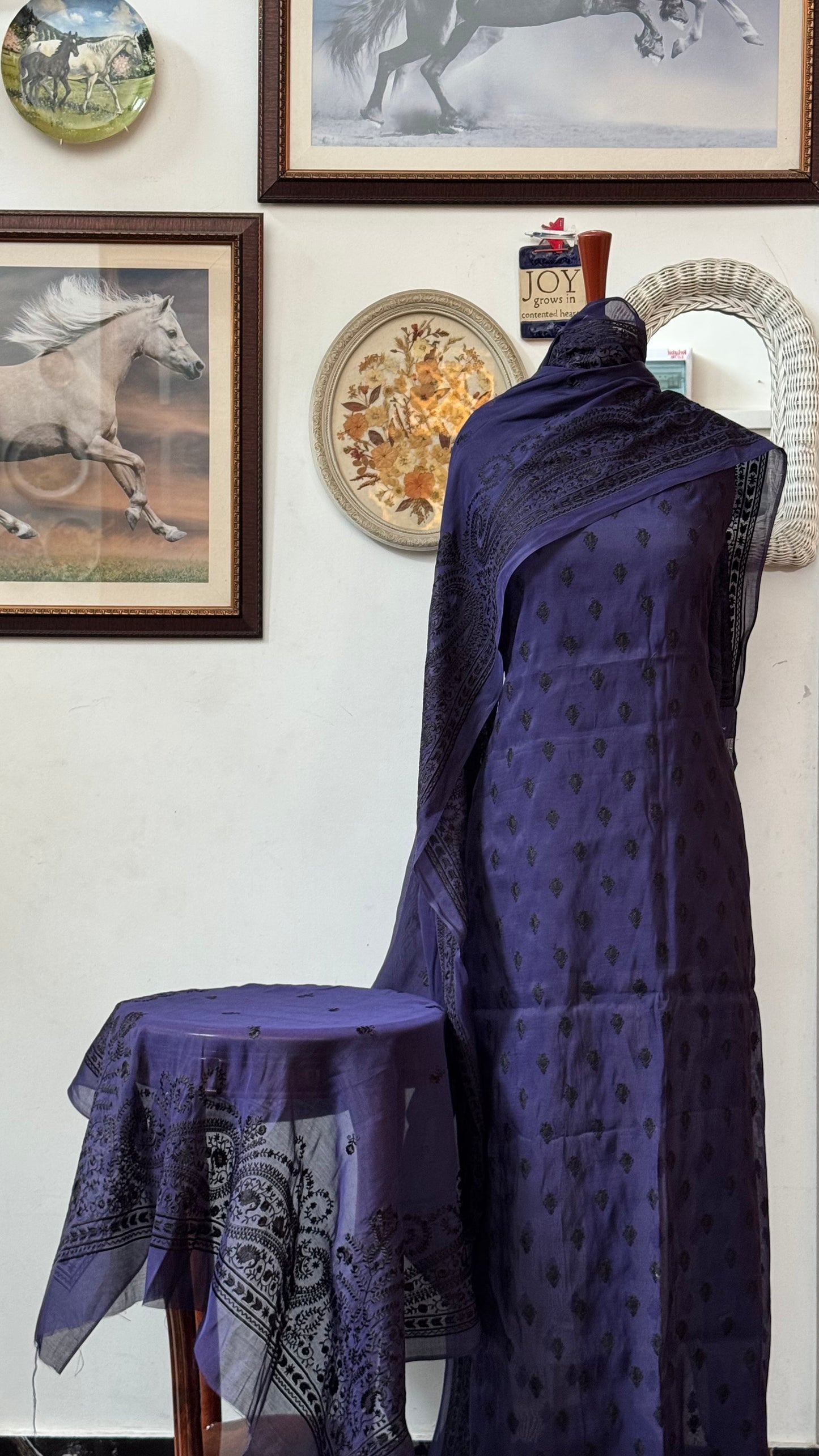 Pure silk lawn embroidered