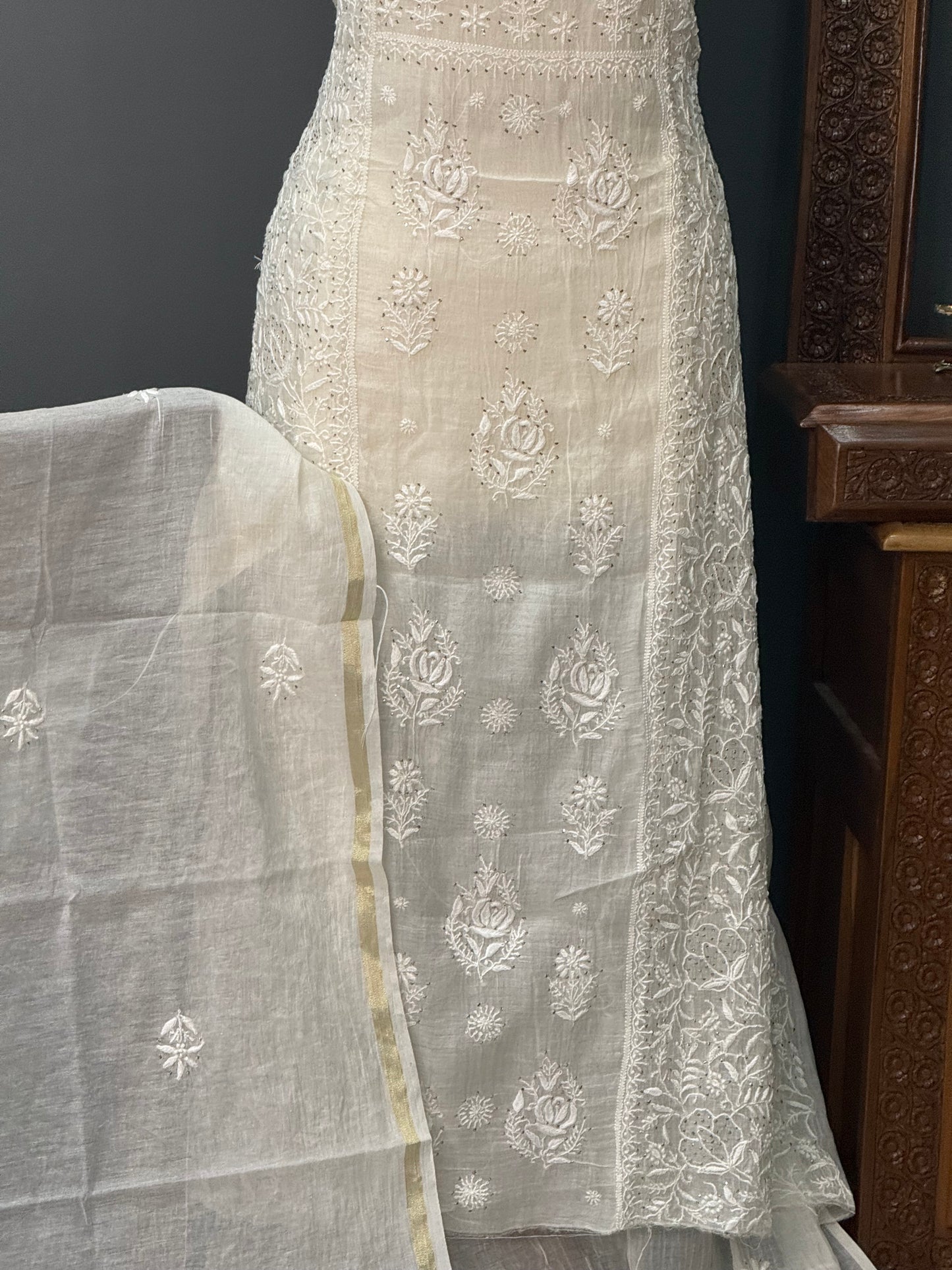 Mul chanderi kurta set
