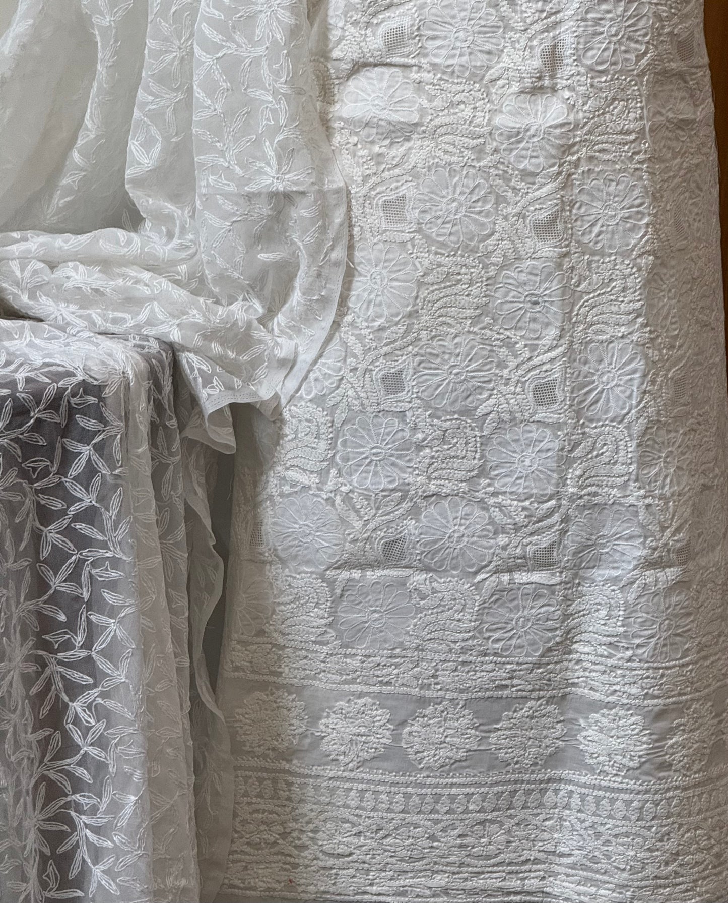 Soft cotton lawn  kurta with chiffon duppata hand work