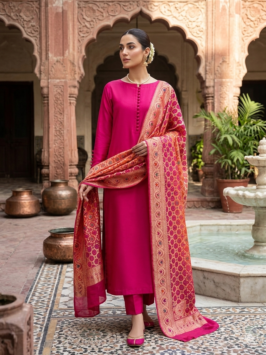 Pure Georgette neem Zari with mena kari