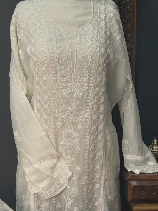 Mul chanderi kurta set