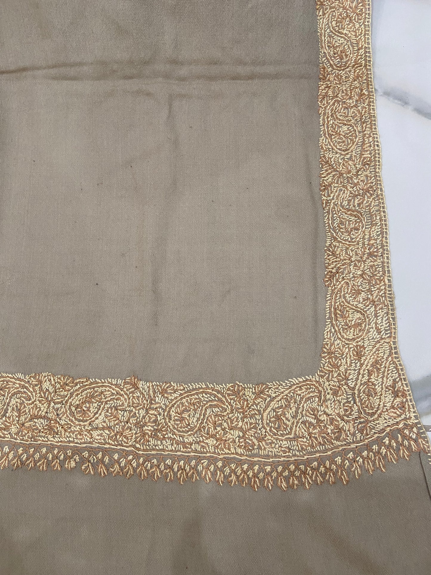 Toosh pashmina sui 4 side embroidered boarder