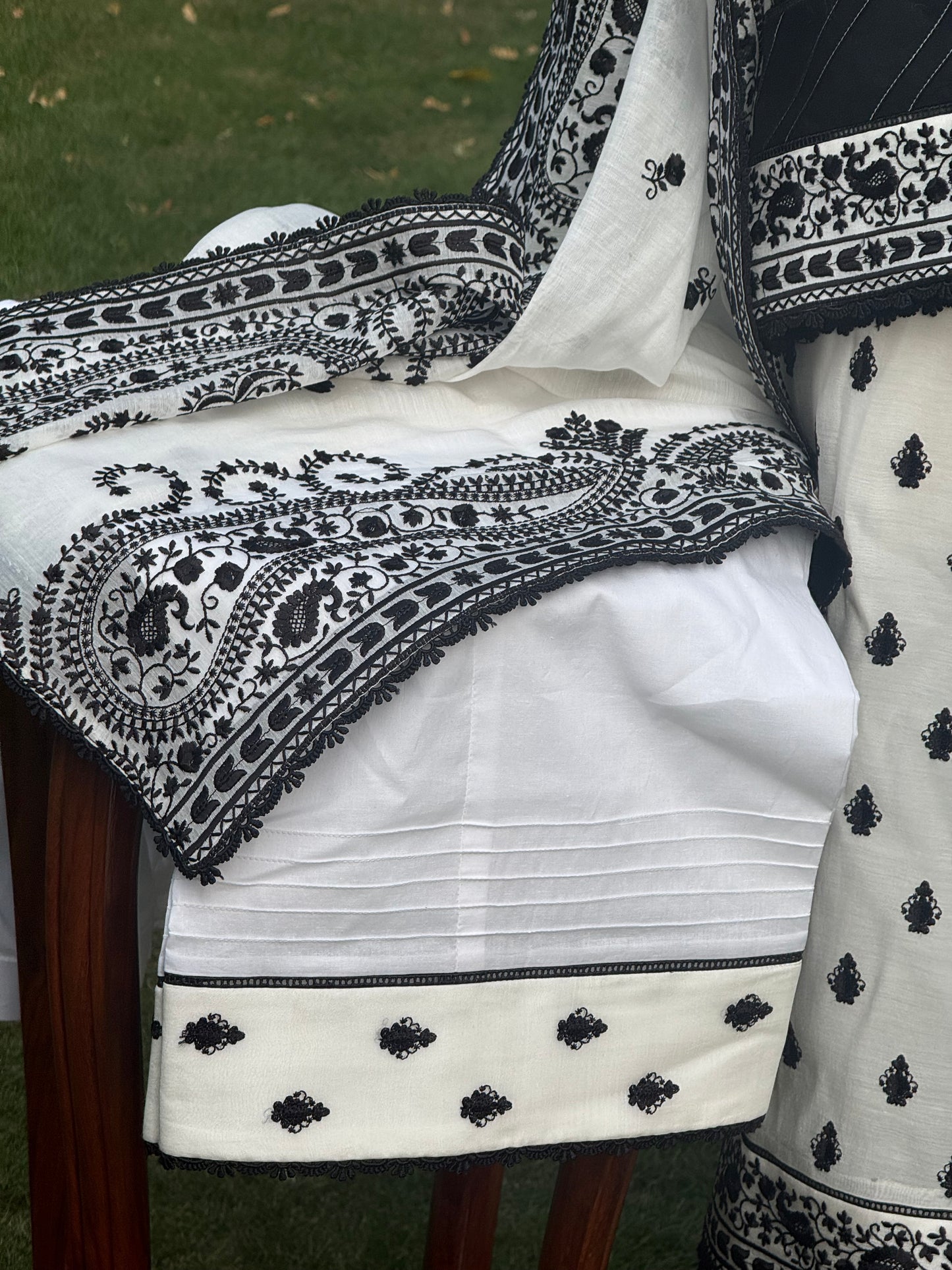 Pure silk lawn embroidered