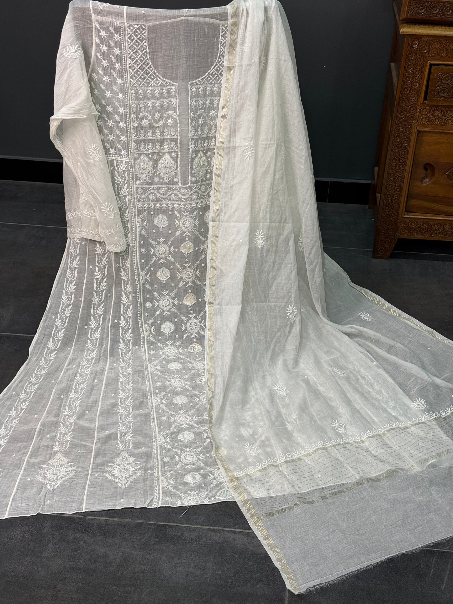 Mul chanderi kurta set