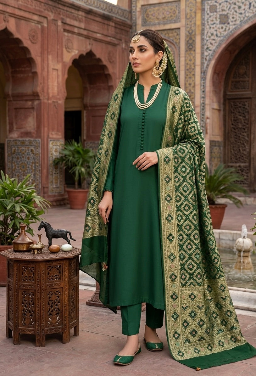 Pure Georgette neem Zari with mena kari