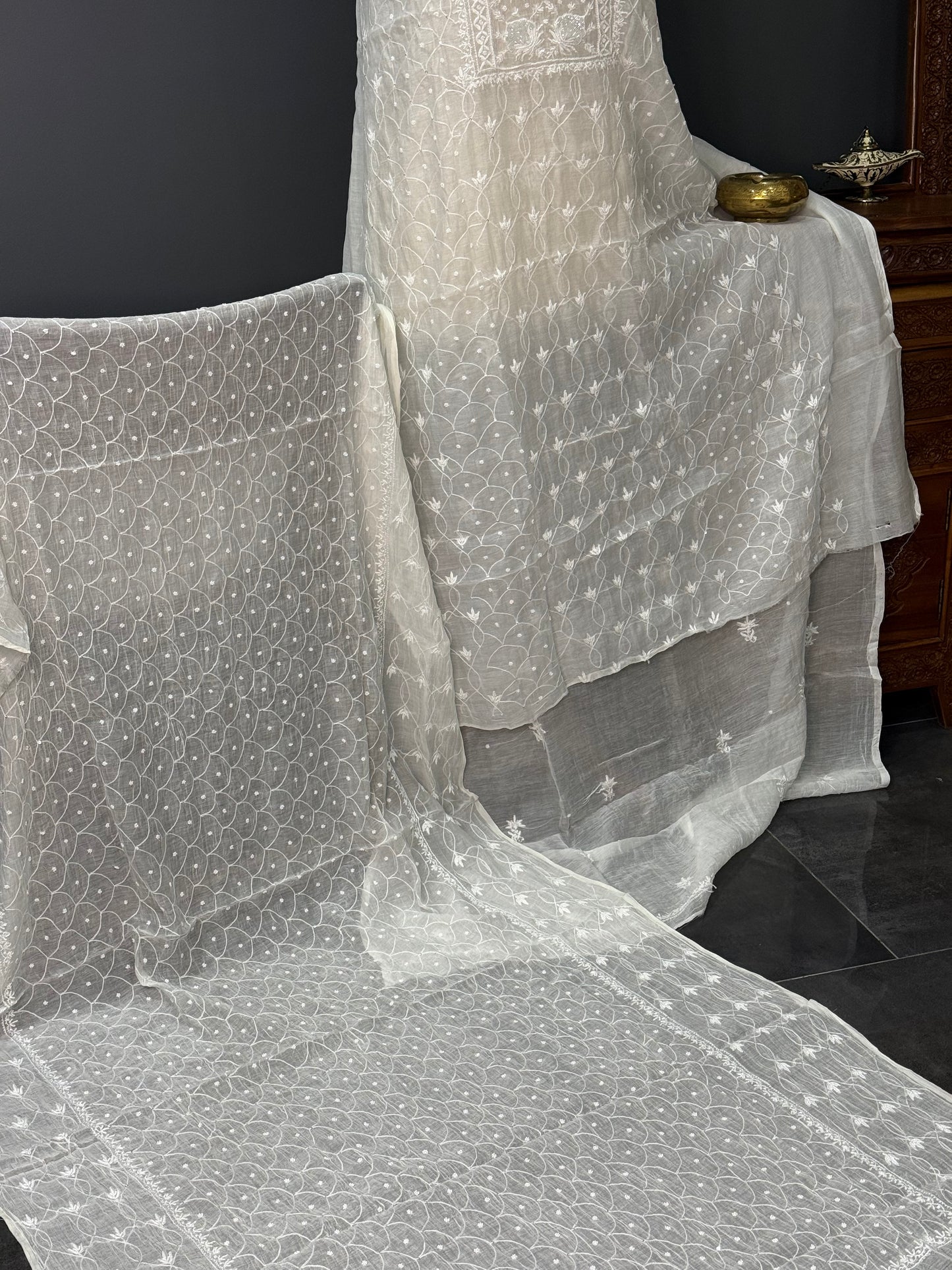 Mul  chanderi kurta set
