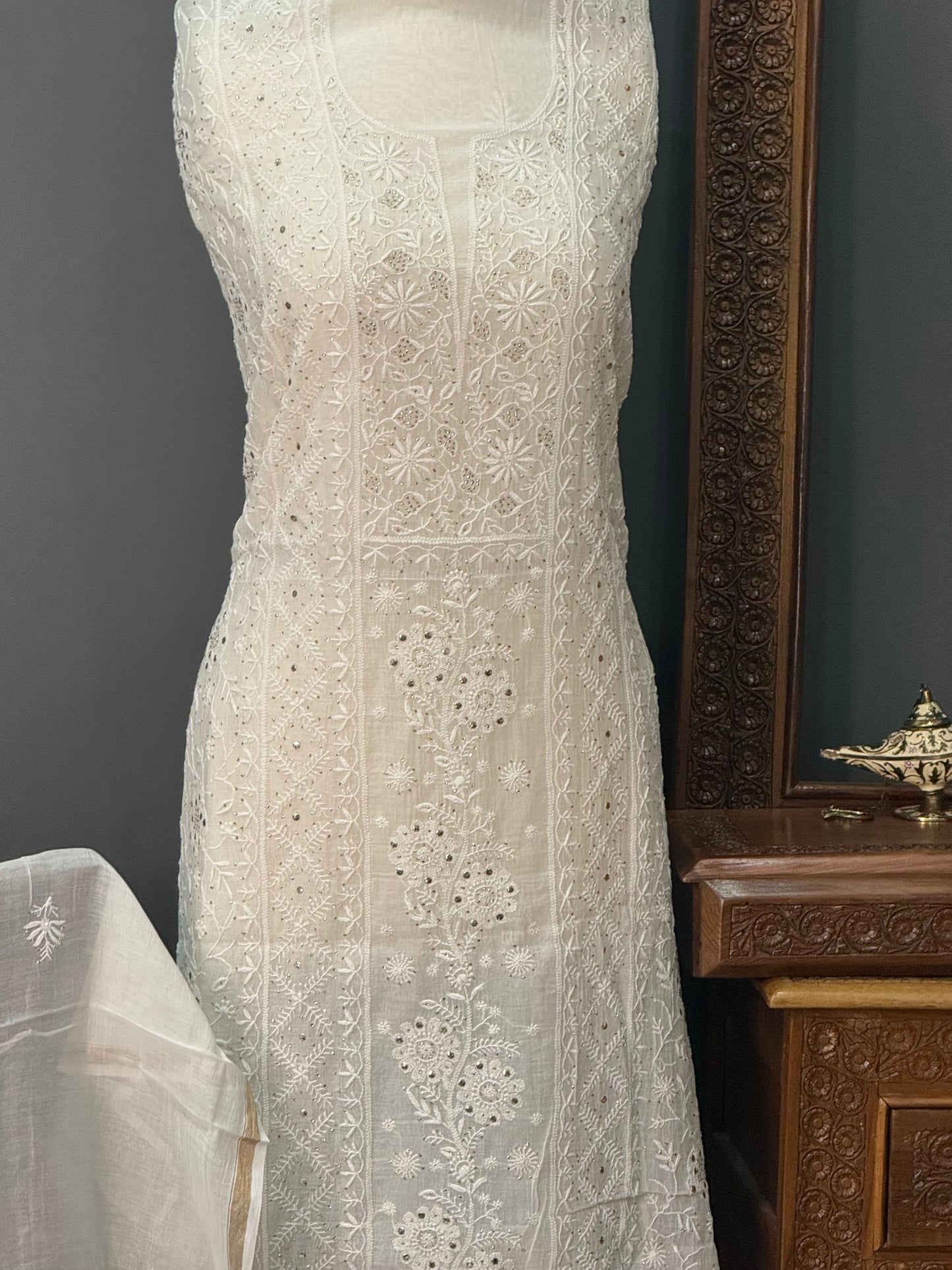 Mul chanderi kurta set