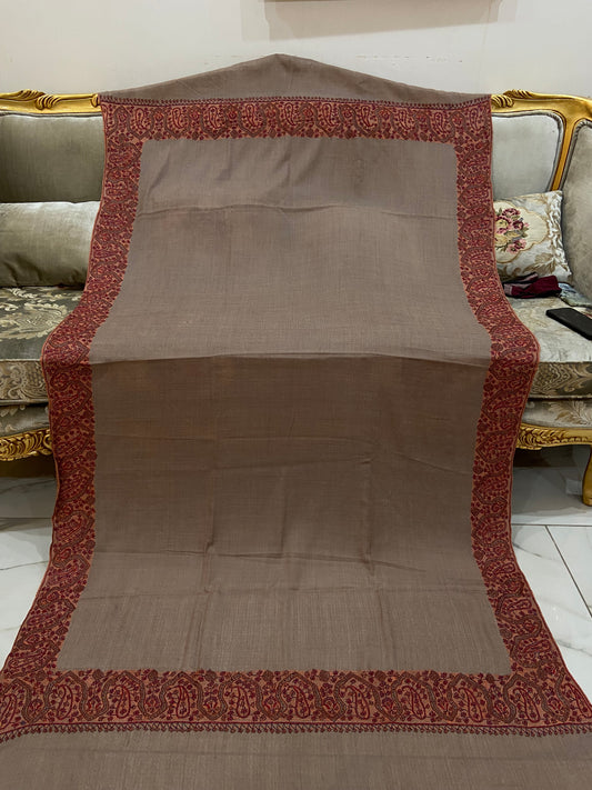 Toosh pashmina sui 4 side embroidered boarder