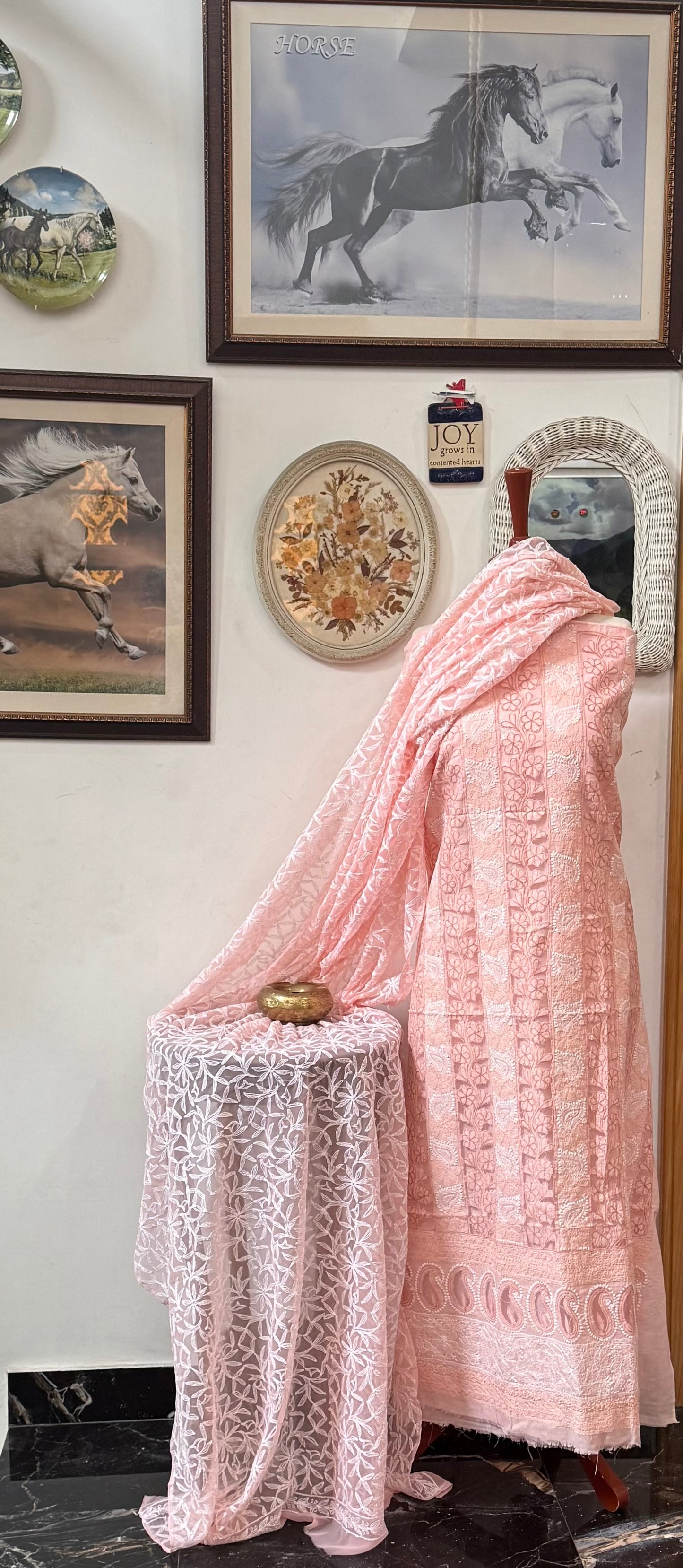 Soft cotton lawn  kurta with chiffon duppata hand work