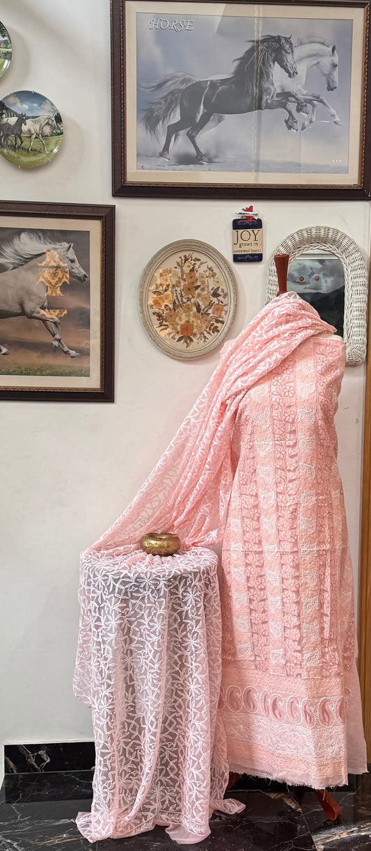 Soft cotton lawn  kurta with chiffon duppata hand work