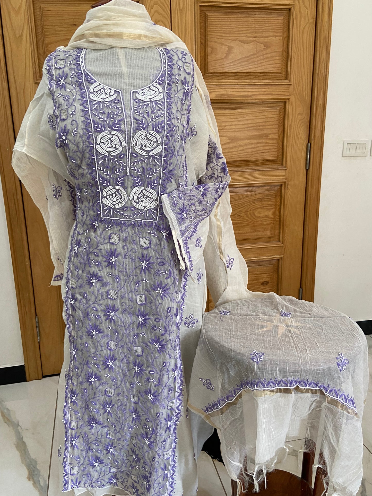 Mul chanderi kurta set