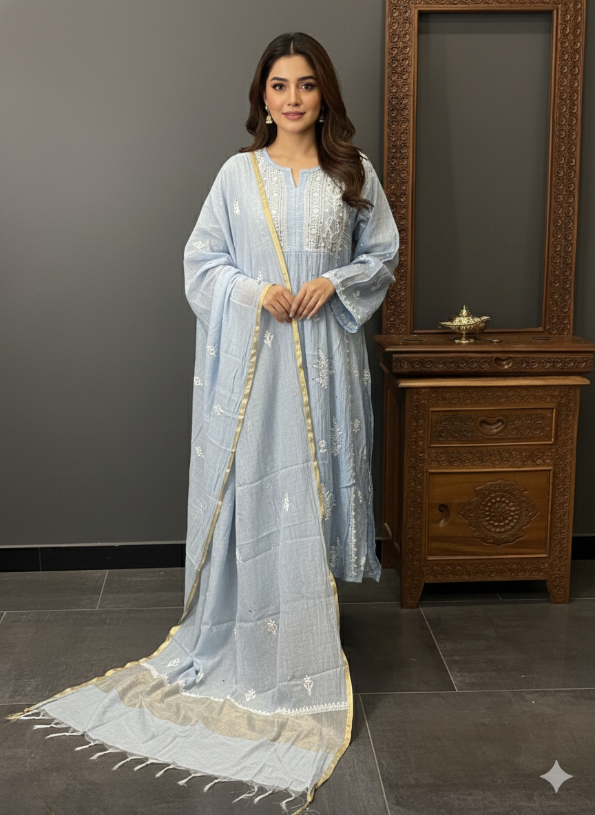Mul chanderi gown