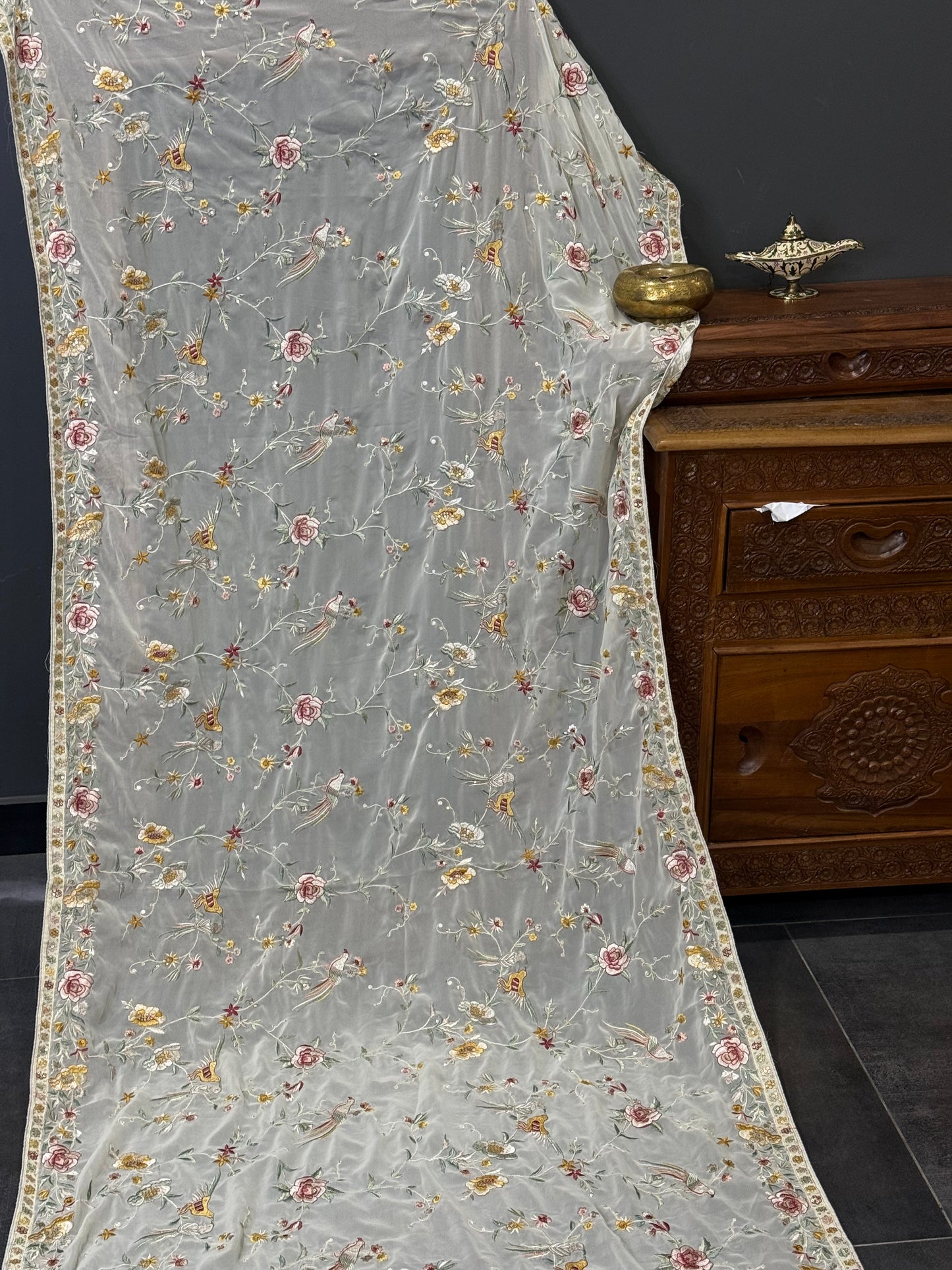 Parsi gara Mechine embroidered