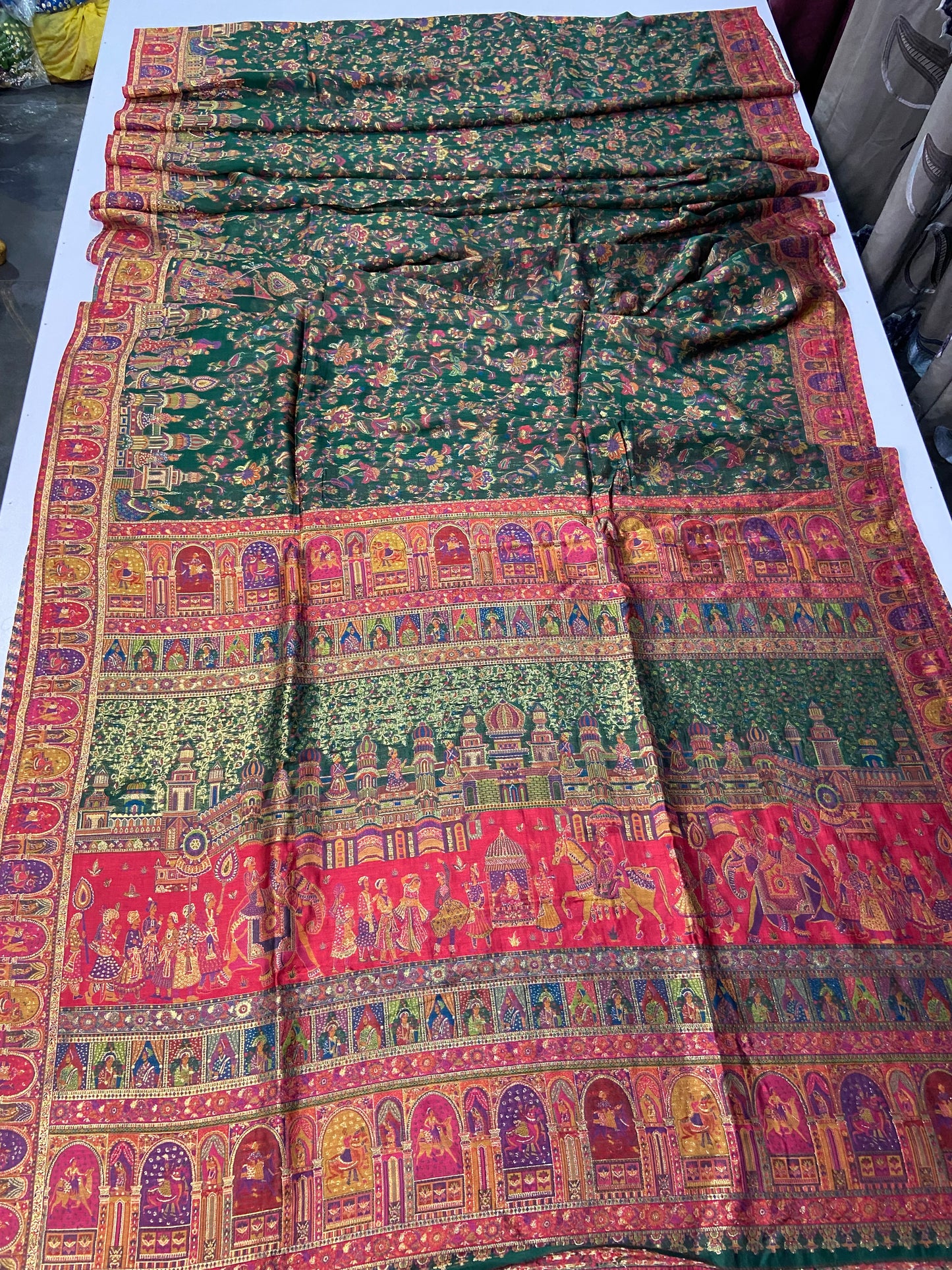 Pure kani silk saree Green