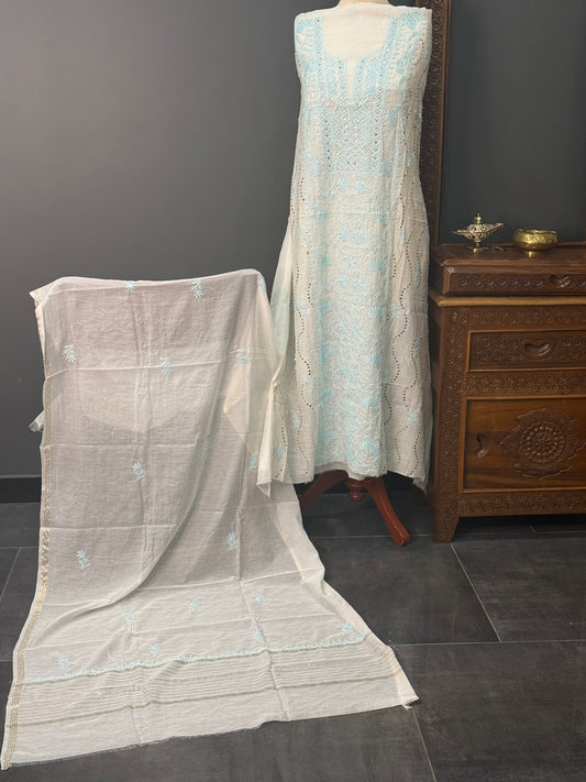 Mul chanderi kurta set mukesh ferozi